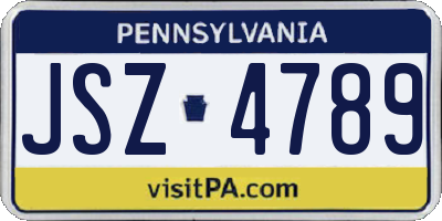 PA license plate JSZ4789