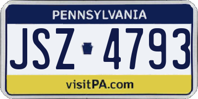 PA license plate JSZ4793