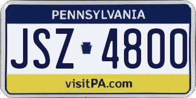 PA license plate JSZ4800