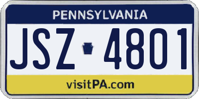 PA license plate JSZ4801