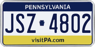 PA license plate JSZ4802