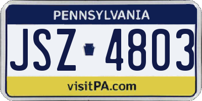 PA license plate JSZ4803