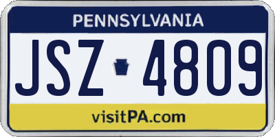 PA license plate JSZ4809