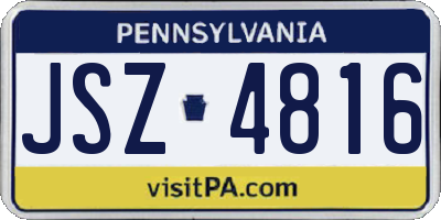 PA license plate JSZ4816
