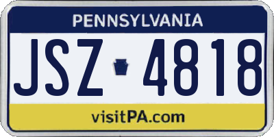 PA license plate JSZ4818
