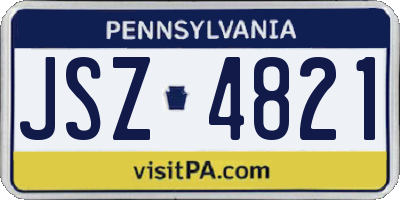 PA license plate JSZ4821