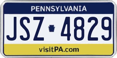 PA license plate JSZ4829