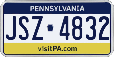 PA license plate JSZ4832