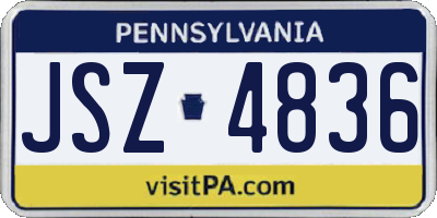 PA license plate JSZ4836