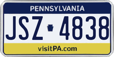 PA license plate JSZ4838