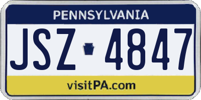 PA license plate JSZ4847
