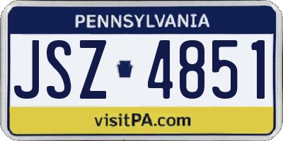 PA license plate JSZ4851