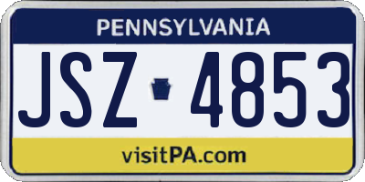 PA license plate JSZ4853