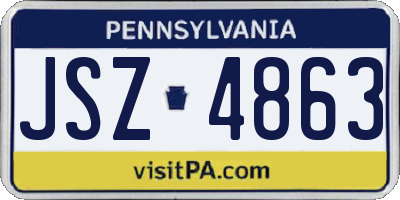 PA license plate JSZ4863