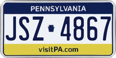 PA license plate JSZ4867