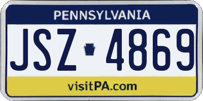 PA license plate JSZ4869