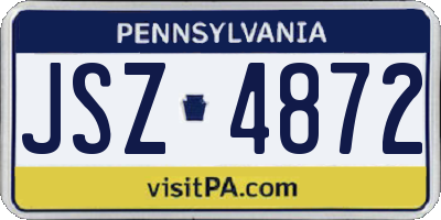 PA license plate JSZ4872