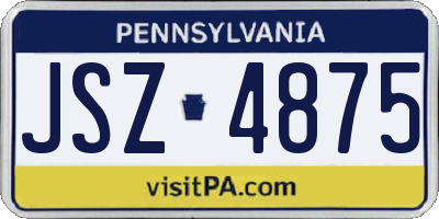 PA license plate JSZ4875