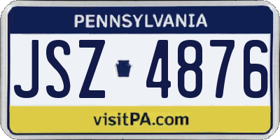 PA license plate JSZ4876