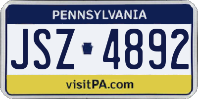 PA license plate JSZ4892