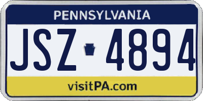 PA license plate JSZ4894