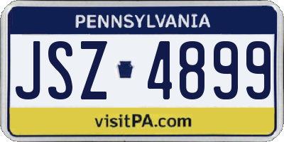 PA license plate JSZ4899