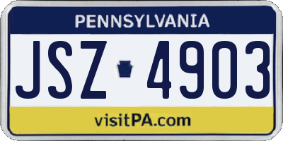 PA license plate JSZ4903