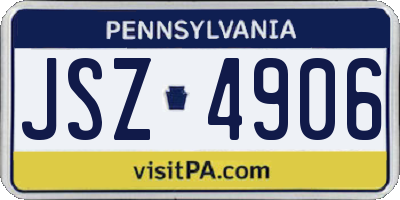 PA license plate JSZ4906