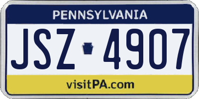 PA license plate JSZ4907