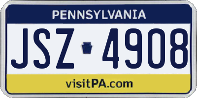 PA license plate JSZ4908