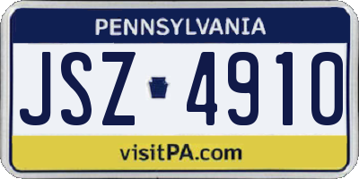 PA license plate JSZ4910