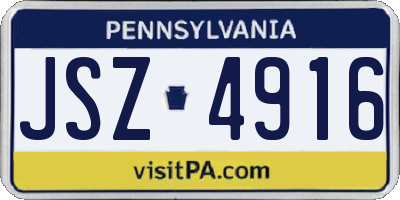 PA license plate JSZ4916