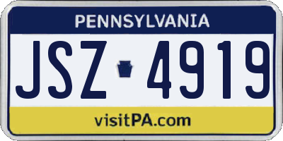 PA license plate JSZ4919