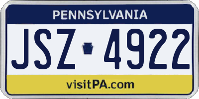 PA license plate JSZ4922