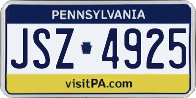 PA license plate JSZ4925