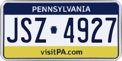 PA license plate JSZ4927