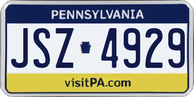 PA license plate JSZ4929