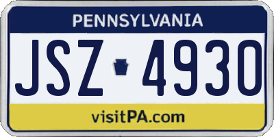 PA license plate JSZ4930