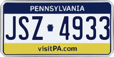 PA license plate JSZ4933