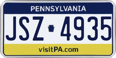PA license plate JSZ4935