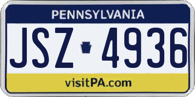 PA license plate JSZ4936