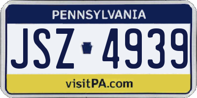 PA license plate JSZ4939