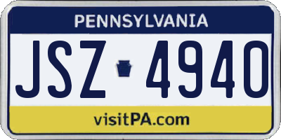 PA license plate JSZ4940