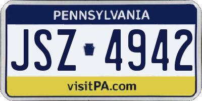 PA license plate JSZ4942