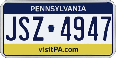 PA license plate JSZ4947