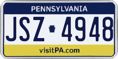 PA license plate JSZ4948