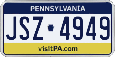 PA license plate JSZ4949