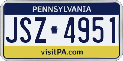 PA license plate JSZ4951