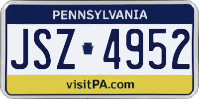 PA license plate JSZ4952