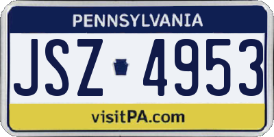 PA license plate JSZ4953